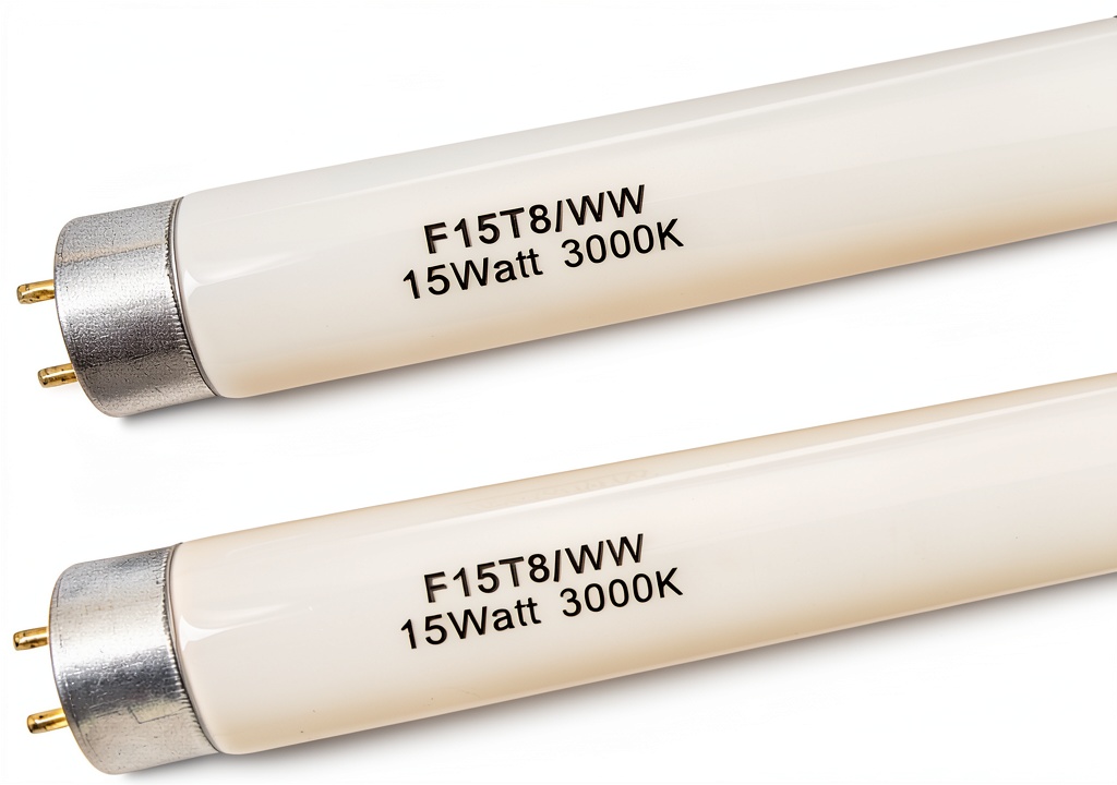 Installing Flyercatch F15T8 Fluorescent Tube Warm White Kitchen Bath on a wooden desk