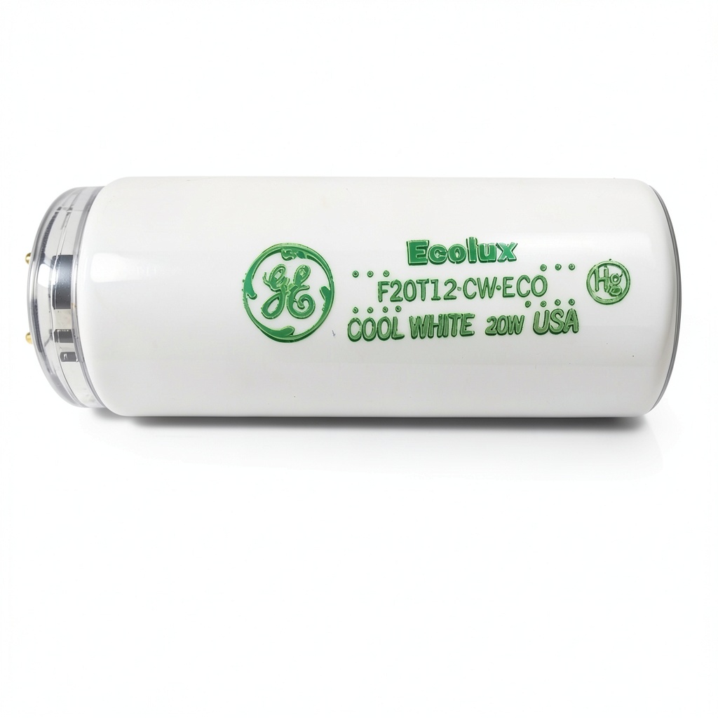 F20T12CWECO fluorescent bulb illuminating a workspace