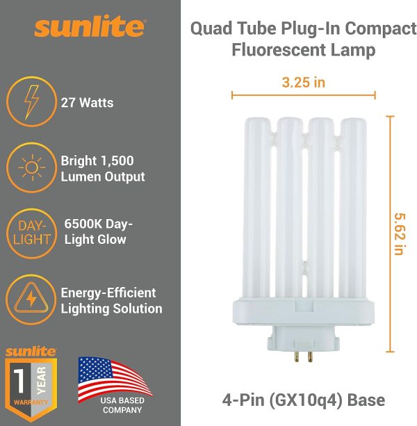 Sunlite Quad Tube CFL Daylight Lamp 27W Compact-1