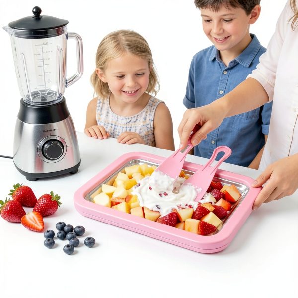 Generic Rolled Ice Cream Maker Stainless Steel-3