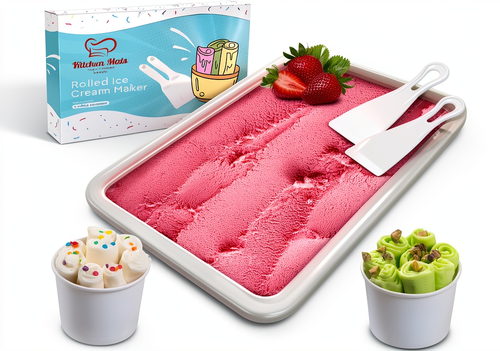 Ice cream roll tray placed in a home freezer