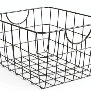 Large Wire Basket with Handle by Spectrum Black Metal Bin 15x15x8-0