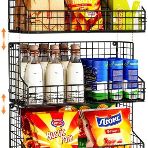 Snack Organizer X-cosrack 3 Tier Wire Basket Black Wall Mount-0