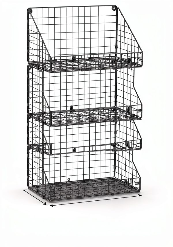 Snack Organizer X-cosrack 3 Tier Wire Basket Black Wall Mount-6