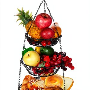 3 Tier Hanging Basket WILLIZTER Iron Kitchen Storage Revolving Hook-0