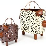 Metal Decorative Small Baskets Zoreal Pig Design Set of 2 White-0