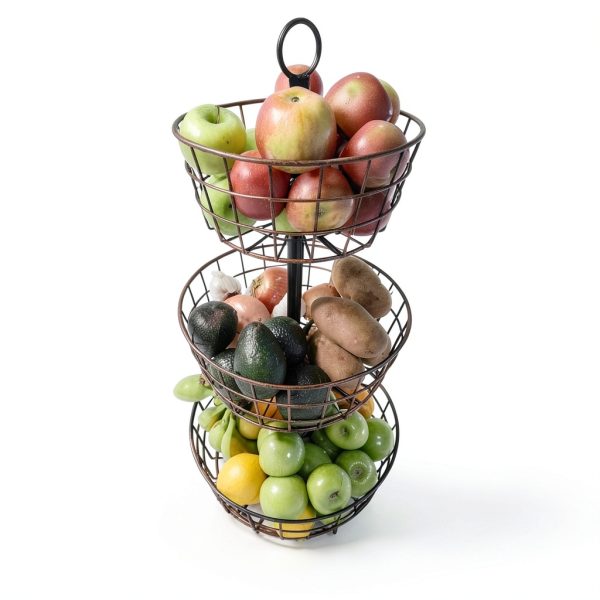 3 Tier Wire Fruit Basket by BirdRock Home Rustic Metal Storage-3