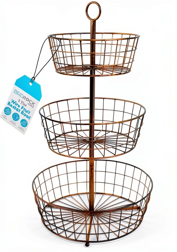 3 Tier Wire Fruit Basket by BirdRock Home Rustic Metal Storage-0