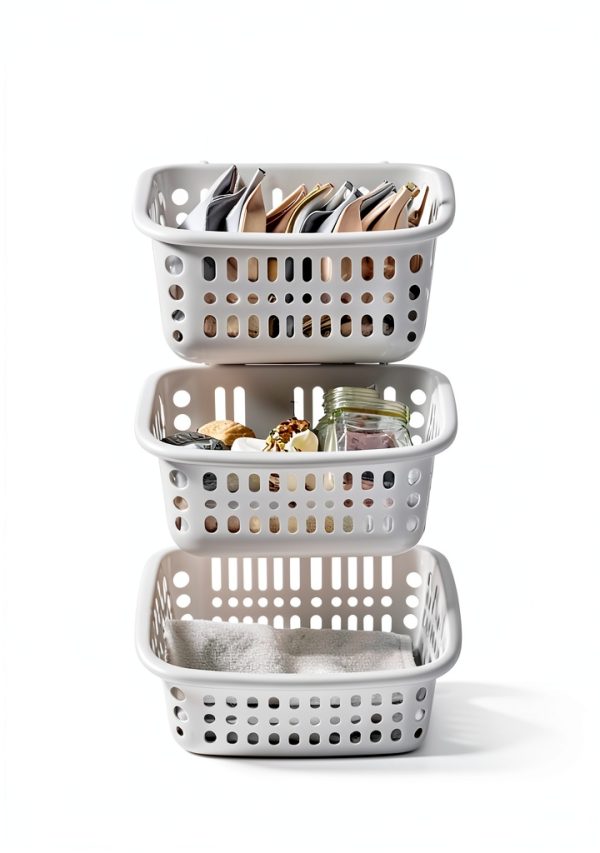 Plastic Hanging Baskets 3PCS by Doitxue Grey 8.5in Storage Organizer-2