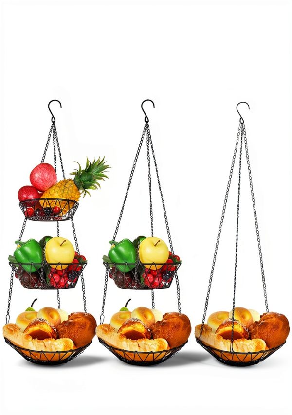 3 Tier Hanging Basket WILLIZTER Iron Kitchen Storage Revolving Hook-1