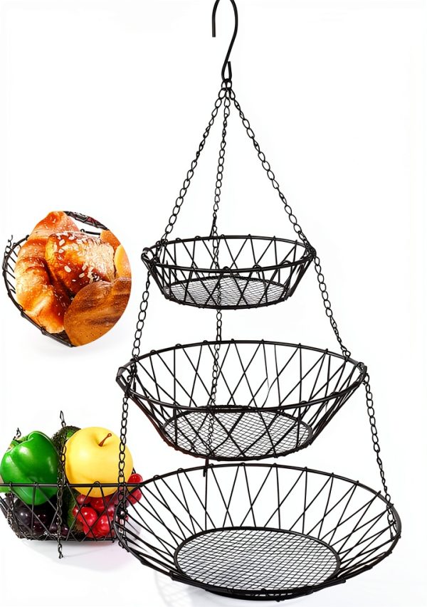 3 Tier Hanging Basket WILLIZTER Iron Kitchen Storage Revolving Hook-4