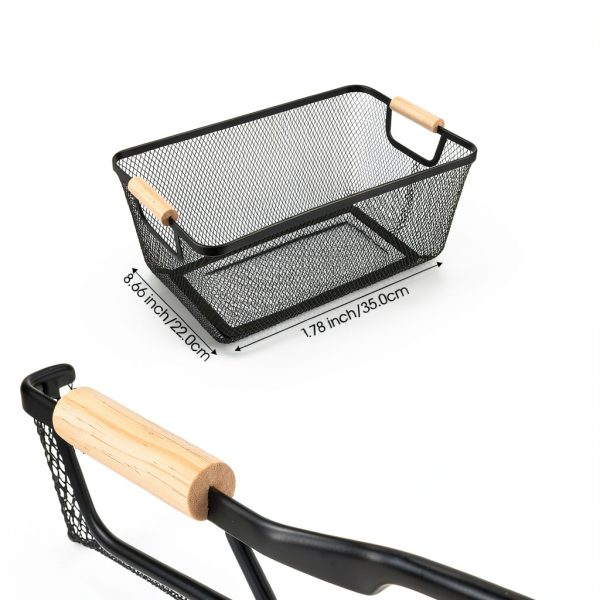 Metal Wire Basket 4pcs Large Black with Wooden Handles by Ziliny-1