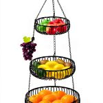 Adjustable Hanging Fruit Basket Simple Houseware Oblate Black-0