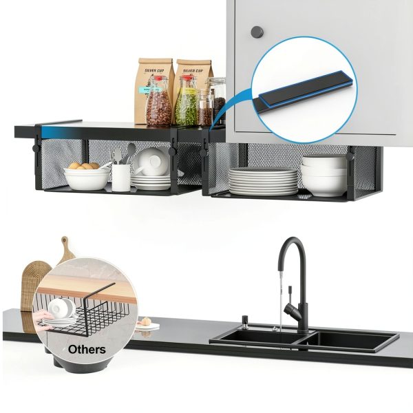 Under Shelf Basket Organizer AmonHouseware Large Black 2‑Pack-4