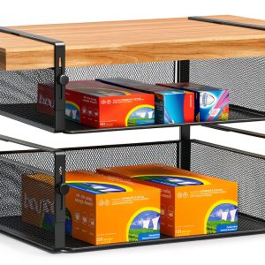 Under Shelf Basket Organizer AmonHouseware Large Black 2‑Pack-0