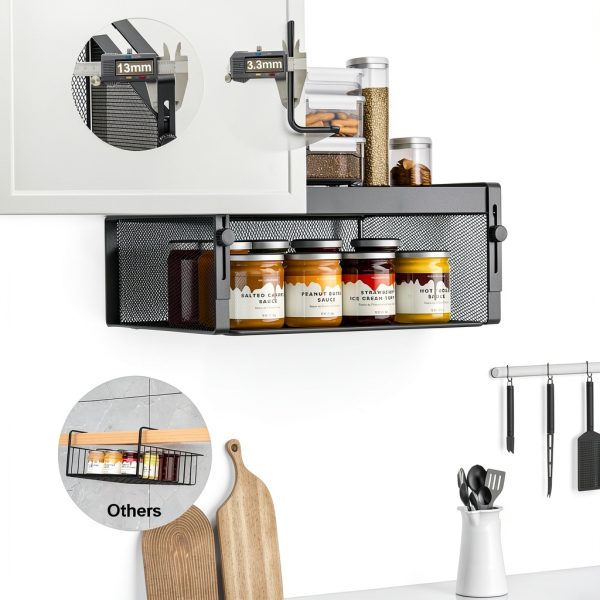Under Shelf Basket Organizer AmonHouseware Large Black 2‑Pack-3