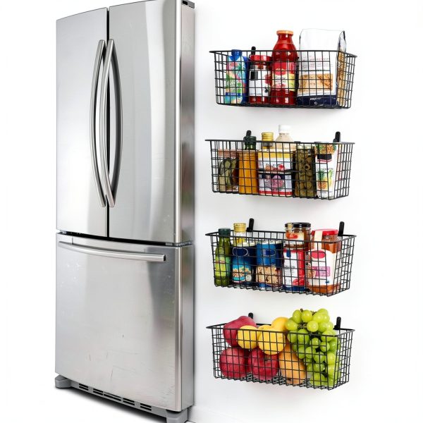 Hanging Wall Mount Storage Baskets Extra Large AOZITA Black 4 Piece-6